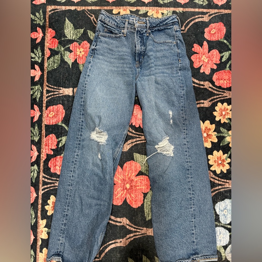 Old Navy Blue Distressed High Waist Wide Leg Jeans size 4